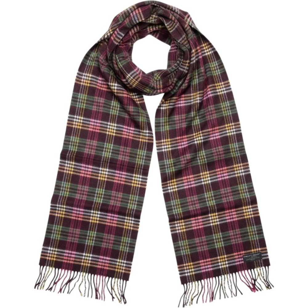 Softer Than Cashmere 68" Plaid Scarf Burgundy Green Pink Fringe Cozy Fall Winter